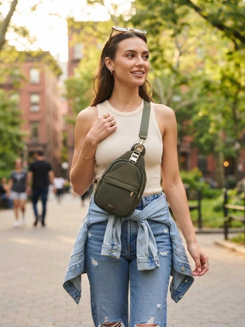 Kedzie Olive Green Sling Backpack / Crossbody Bag